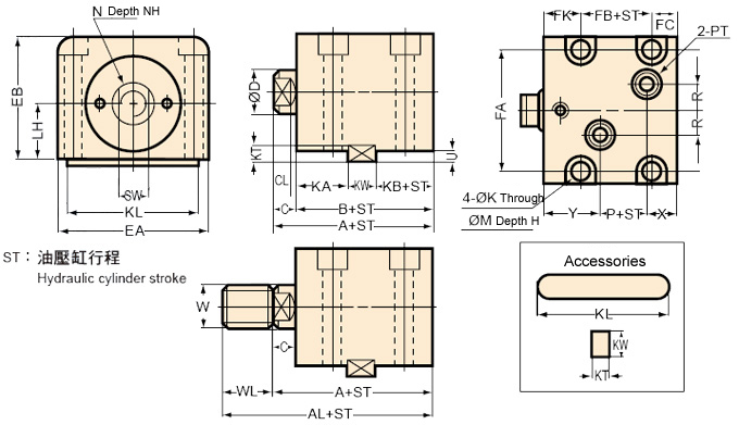 Thin Hydraulic CylinderLA TYPE