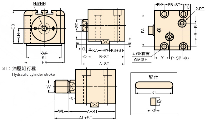 ӦʽѹLA TYPEߴʾͼ